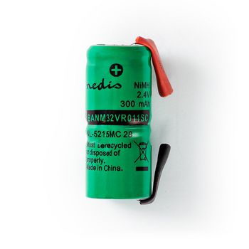 BANM32VR011SC Oplaadbare nimh-batterij | 2.4 v dc | oplaadbaar | 300 mah | voorgeladen | 1-polybag | n/a | soldeer