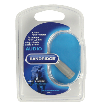 BAP211 Stereo-audio-adapter 2.5 mm male - 3.5 mm female grijs Verpakking foto