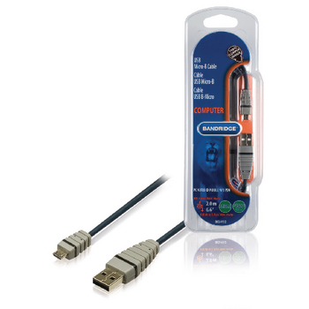 BCL4902 Usb 2.0 kabel usb a male - micro-b male rond 2.00 m blauw Verpakking foto
