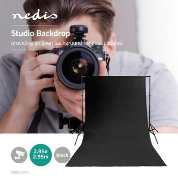 BDRP33BK Achtergronddoek voor fotostudio | 2,95 x 2,95 m | zwart Product foto