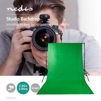 BDRP33GN Achtergronddoek voor fotostudio | 2,95 x 2,95 m | groen Product foto