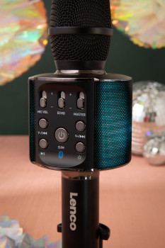 BMC-090BK Bluetooth® karaokemicrofoon met luidspreker & verlichting zwart Product foto