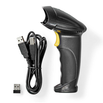 BSCNW1D100BK Barcodescanner | laser | draadloos | 1d lineair | batterij gevoed / usb gevoed | usb-dongle Inhoud verpakking foto