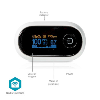 BTHOX10WT Smartlife pulse oximeter | bluetooth® | oled-scherm | anti-bewegingsinterferentie / auditief al Product foto