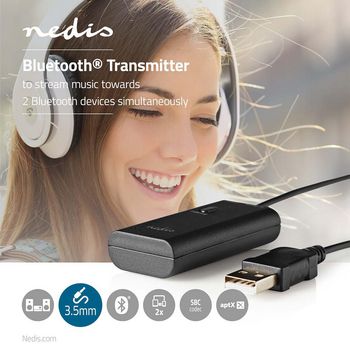 BTTR100BK Bluetooth®-zender | input: 1x 3,5 mm | aptx ™ low latency / aptx™ / sbc | maximaal  Product foto