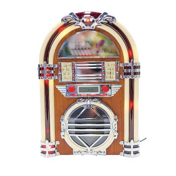 BXL-JB10 Tafelradio jukebox fm / am cd bruin In gebruik foto