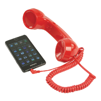 BXL-RT10R Retro telefoonhoorn rood In gebruik foto