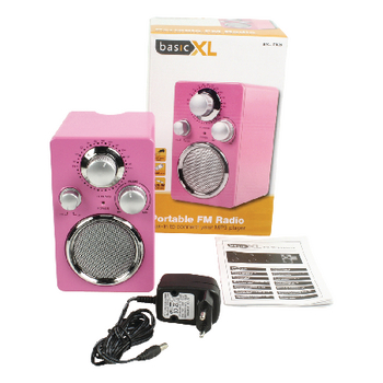 BXL-TR20 Draagbare fm radio roze Inhoud verpakking foto