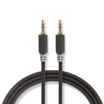 CABP22000AT10 Stereo-audiokabel | 3,5 mm male | 3,5 mm male | verguld | 1.00 m | rond | antraciet | polybag
