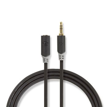 CABP22050AT10 Stereo-audiokabel | 3,5 mm male | 3,5 mm female | verguld | 1.00 m | rond | antraciet | polybag