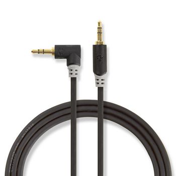 CABP22600AT10 Stereo-audiokabel | 3,5 mm male | 3,5 mm male | verguld | 1.00 m | rond | antraciet