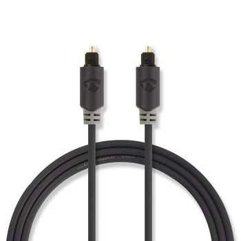 CABP25000AT10 Optische audiokabel | toslink male | toslink male | 1.00 m | rond | pvc | antraciet | polybag