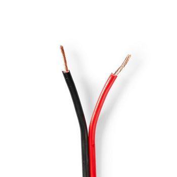 CABR1500BK1000 Speaker-kabel | 2 x 1.50 mm² | koper | 100.0 m | rond | pvc | rood / zwart | rol