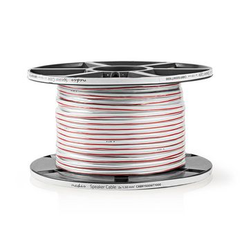 CABR1500WT1000 Speaker-kabel | 2 x 1.50 mm² | koper | 100.0 m | rond | pvc | wit | rol Verpakking foto