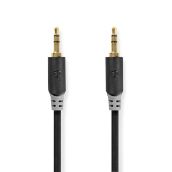 CABW22000AT10 Stereo-audiokabel | 3,5 mm male | 3,5 mm male | verguld | 1.00 m | rond | antraciet | doos