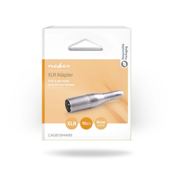 CAGB15944ME Xlr-adapter | xlr 3-pins male | 6,35 mm female | vernikkeld | recht | metaal | zilver | 10 stuks | d  foto