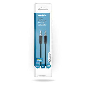 CAGB22000BK10 Stereo-audiokabel | 3,5 mm male | 3,5 mm male | vernikkeld | 1.00 m | rond | zwart | doos  foto