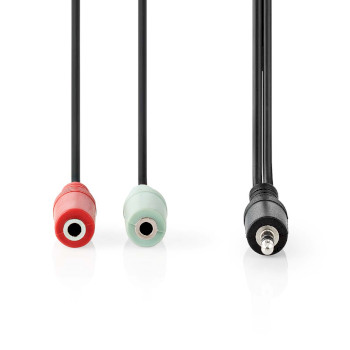 CAGB22150BK02 Stereo-audiokabel | 3,5 mm male | 2x 3,5 mm female | vernikkeld | 0.20 m | rond | antraciet | doos Product foto