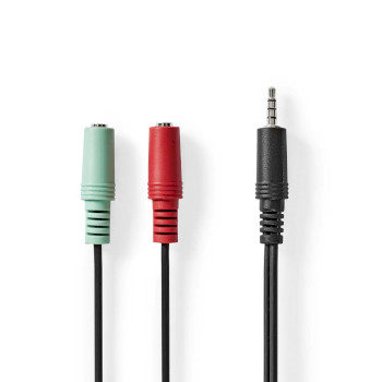 CAGB22150BK02 Stereo-audiokabel | 3,5 mm male | 2x 3,5 mm female | vernikkeld | 0.20 m | rond | antraciet | doos Product foto