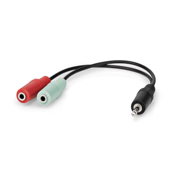 CAGB22150BK02 Stereo-audiokabel | 3,5 mm male | 2x 3,5 mm female | vernikkeld | 0.20 m | rond | antraciet | doos Product foto