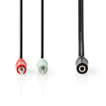 CAGB22160BK02 Stereo-audiokabel | 3,5 mm female | 2x 3,5 mm male | vernikkeld | 0.20 m | rond | zwart | doos Product foto