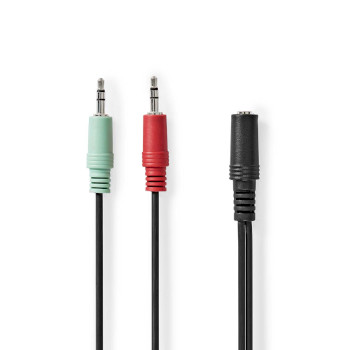 CAGB22160BK02 Stereo-audiokabel | 3,5 mm female | 2x 3,5 mm male | vernikkeld | 0.20 m | rond | zwart | doos Product foto