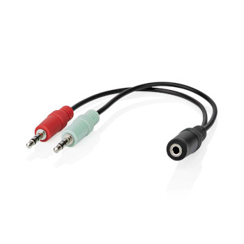 CAGB22160BK02 Stereo-audiokabel | 3,5 mm female | 2x 3,5 mm male | vernikkeld | 0.20 m | rond | zwart | doos Product foto