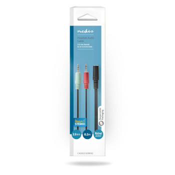 CAGB22160BK02 Stereo-audiokabel | 3,5 mm female | 2x 3,5 mm male | vernikkeld | 0.20 m | rond | zwart | doos  foto