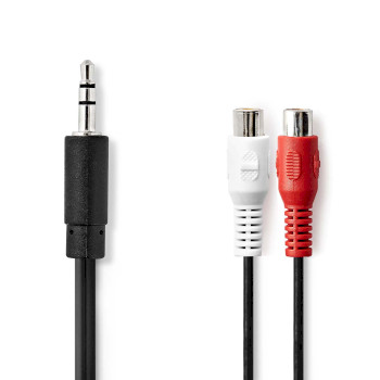 CAGB22250BK02 Stereo-audiokabel | 3,5 mm male | 2x rca female | vernikkeld | 0.20 m | rond | doos