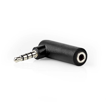 CAGB22980BK Stereo-audioadapter | 3,5 mm male | 3,5 mm female | vernikkeld | 90° gehoekt | metaal | zwart | Product foto