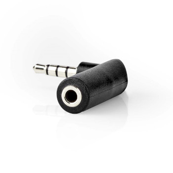 CAGB22980BK Stereo-audioadapter | 3,5 mm male | 3,5 mm female | vernikkeld | 90° gehoekt | metaal | zwart | Product foto