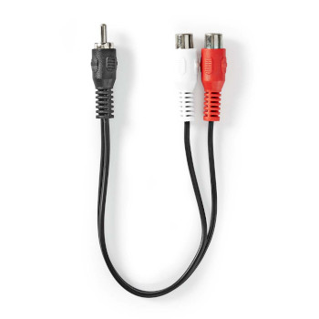 CAGB24010BK02 Subwoofer-kabel | rca male | 2x rca female | vernikkeld | 0.20 m | rond | 5.0 x 2.5 mm | zwart | doo Product foto