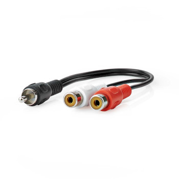 CAGB24010BK02 Subwoofer-kabel | rca male | 2x rca female | vernikkeld | 0.20 m | rond | 5.0 x 2.5 mm | zwart | doo Product foto