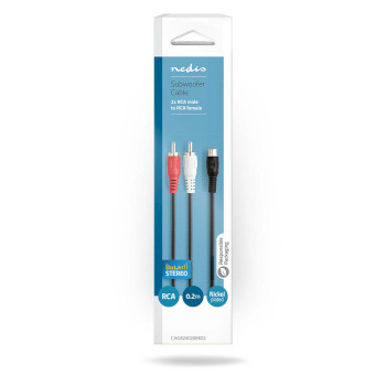 CAGB24020BK02 Stereo-audiokabel | 2x rca male | rca female | vernikkeld | 0.20 m | rond | blister Verpakking foto
