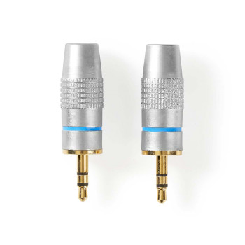 CAGC22900ME 3,5 mm audioconnector | recht | male | verguld | diameter kabelinvoer: 7.0 mm | metaal | zilver | 2 