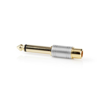 CAGC23935ME Mono-audioadapter | 6,35 mm male | rca female | verguld | recht | metaal | zilver | 1 stuks | doos Product foto