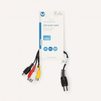 CAGL20450BK02 Din-audiokabel | din 5-pins male | 4x rca female | vernikkeld | 0.20 m | rond | pvc | zwart | label  foto