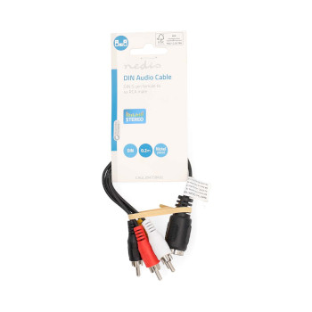 CAGL20475BK02 Din-audiokabel | din 5-pins female | 4x rca male | vernikkeld | 0.20 m | rond | pvc | zwart | label  foto