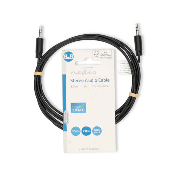 CAGL22000BK20 Stereo-audiokabel | 3,5 mm male | 3,5 mm male | vernikkeld | 2.00 m | rond | zwart | label  foto
