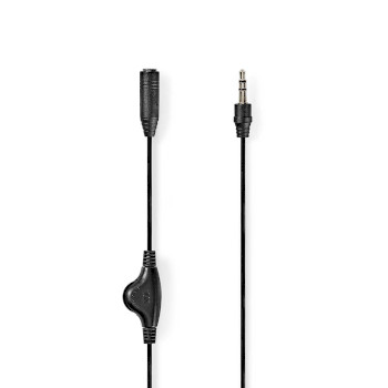 CAGL22090BK10 Stereo-audiokabel | 3,5 mm male | 3,5 mm female | vernikkeld | 1.00 m | rond | label