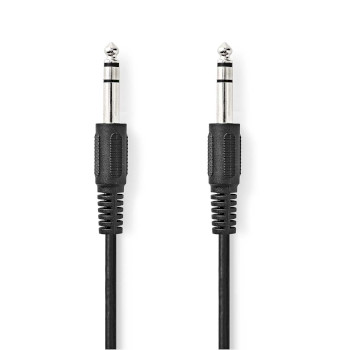 CAGL23000BK20 Stereo-audiokabel | 6,35 mm male | 6,35 mm male | vernikkeld | 2.00 m | rond | zwart | label