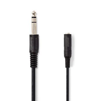 CAGL23050BK50 Stereo-audiokabel | 6,35 mm male | 6,35 mm female | vernikkeld | 5.00 m | rond | label