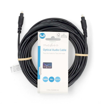 CAGL25000BK100 Optische audiokabel | toslink male | toslink male | 10.0 m | rond | pvc | zwart | label  foto