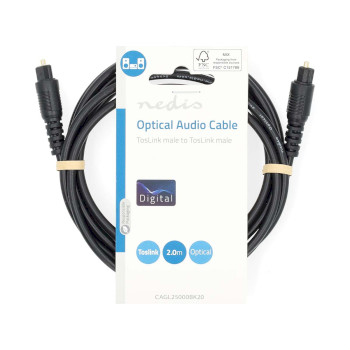 CAGL25000BK20 Optische audiokabel | toslink male | toslink male | 2.00 m | rond | pvc | zwart | label  foto