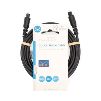 CAGL25000BK30 Optische audiokabel | toslink male | toslink male | 3.00 m | rond | pvc | zwart | label  foto