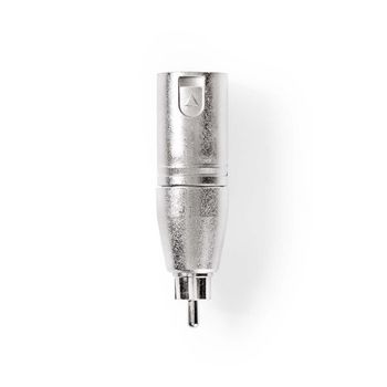 CAGP15931ME Xlr-adapter | xlr 3-pins male | rca male | vernikkeld | recht | metaal | zilver | 10 stuks | polybag