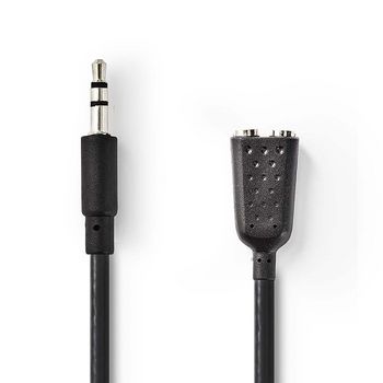 CAGP22100BK02 Stereo-audiokabel | 3,5 mm male | 2x 3,5 mm female | vernikkeld | 0.20 m | rond | zwart | envelop