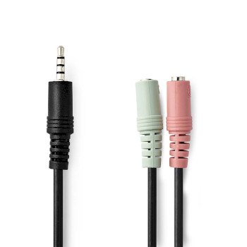 CAGP22150BK02 Stereo-audiokabel | 3,5 mm male | 2x 3,5 mm female | vernikkeld | 0.20 m | rond | zwart | envelop