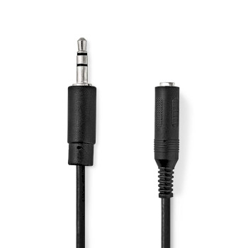CAGP22550BK02 Stereo-audiokabel | 3,5 mm male | 6,35 mm female | vernikkeld | 0.20 m | rond | zwart | envelop