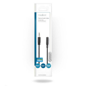 CAGP22550BK02 Stereo-audiokabel | 3,5 mm male | 6,35 mm female | vernikkeld | 0.20 m | rond | zwart | envelop  foto